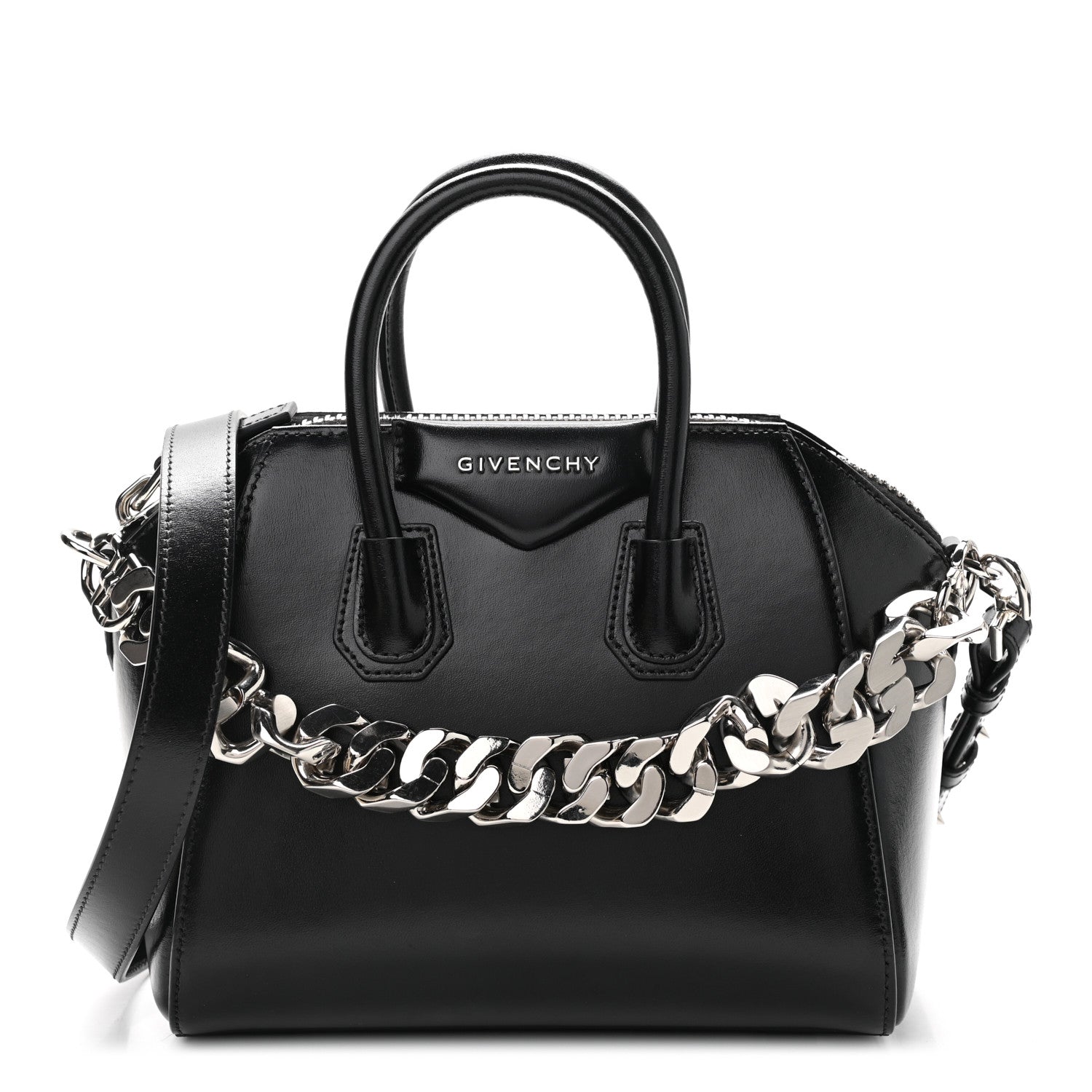 Givenchy Shiny Lord Calfskin Mini Antigona With Chain Black 1 of 10