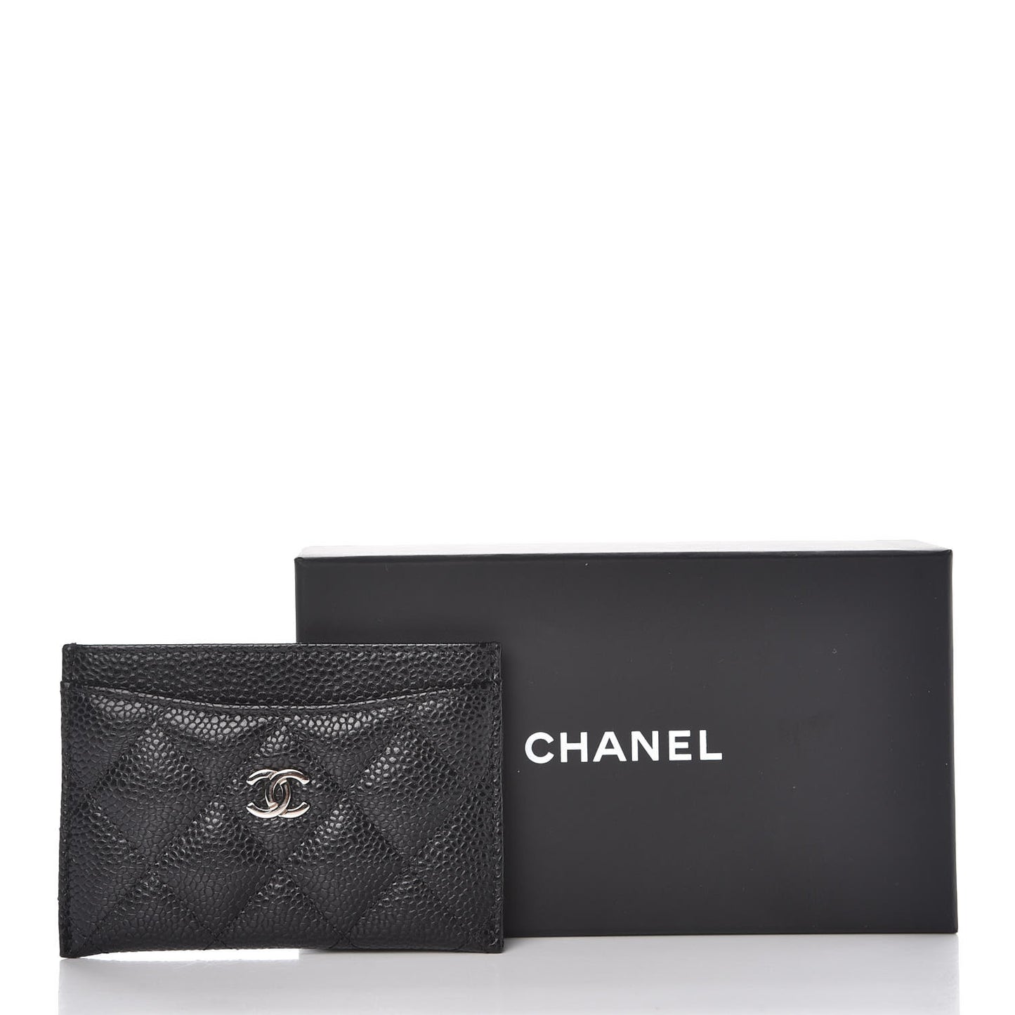Caviar Quilted Card Holder Black