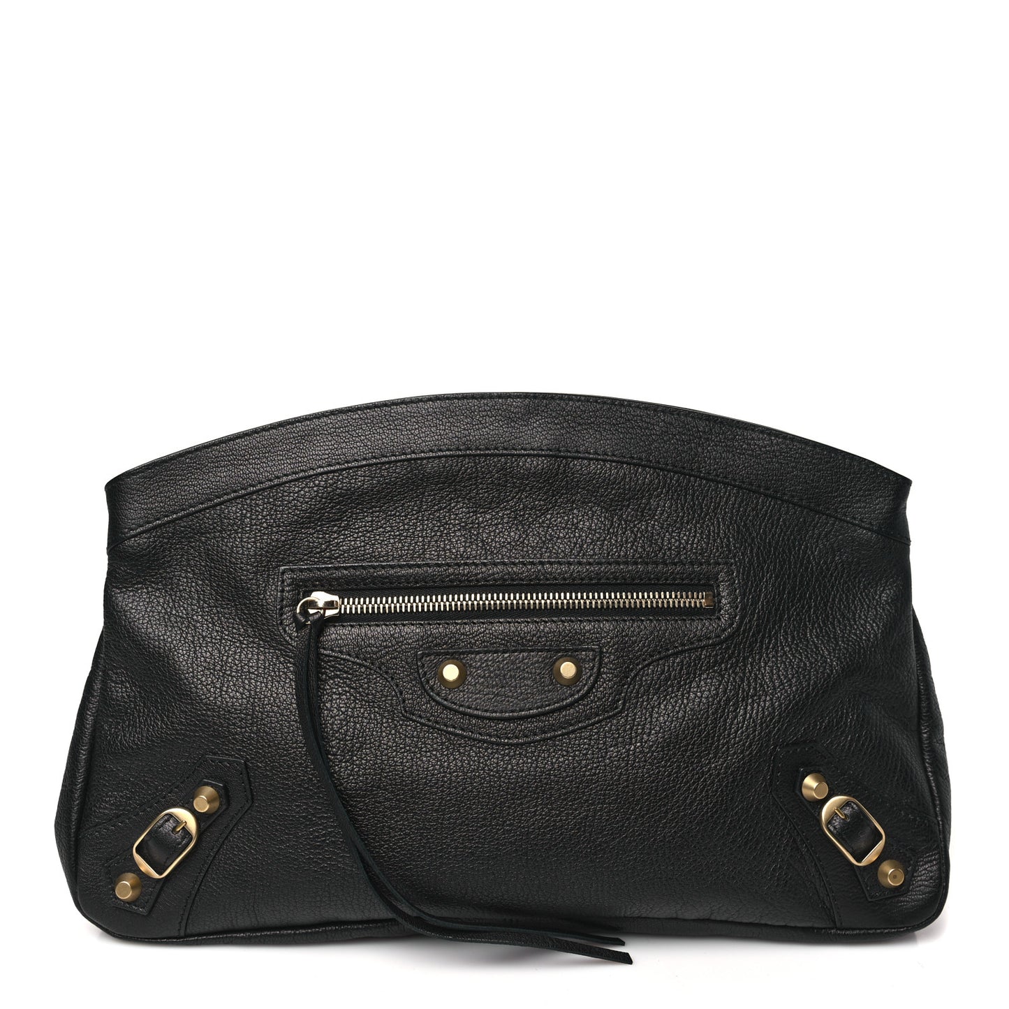 Chevre Classic Gold Hardware Premier Clutch Black