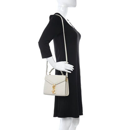 Saint Laurent Crocodile Embossed Mini Classic Monogram Cassandra Top Handle Crema Soft 2 of 8