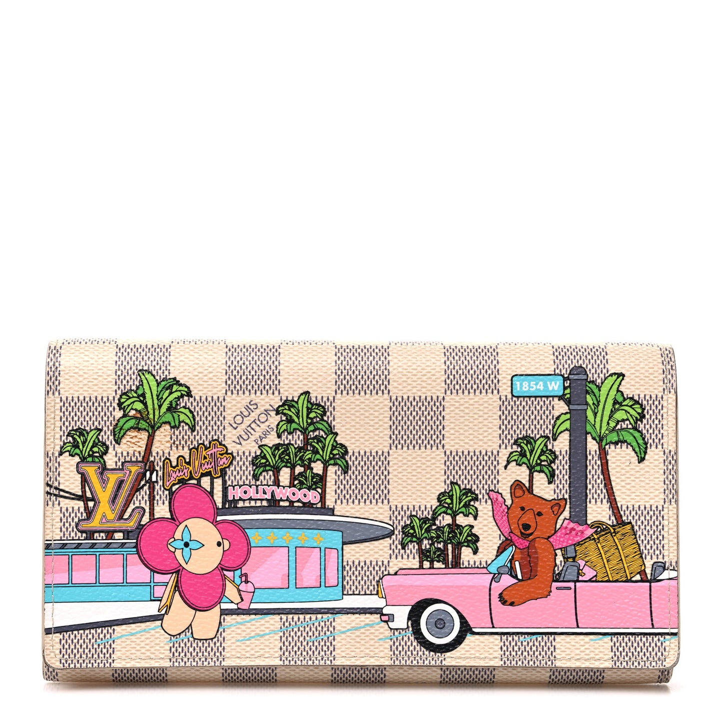 Damier Azur 2021 Christmas Animation Hollywood Sarah Wallet Fuchsia