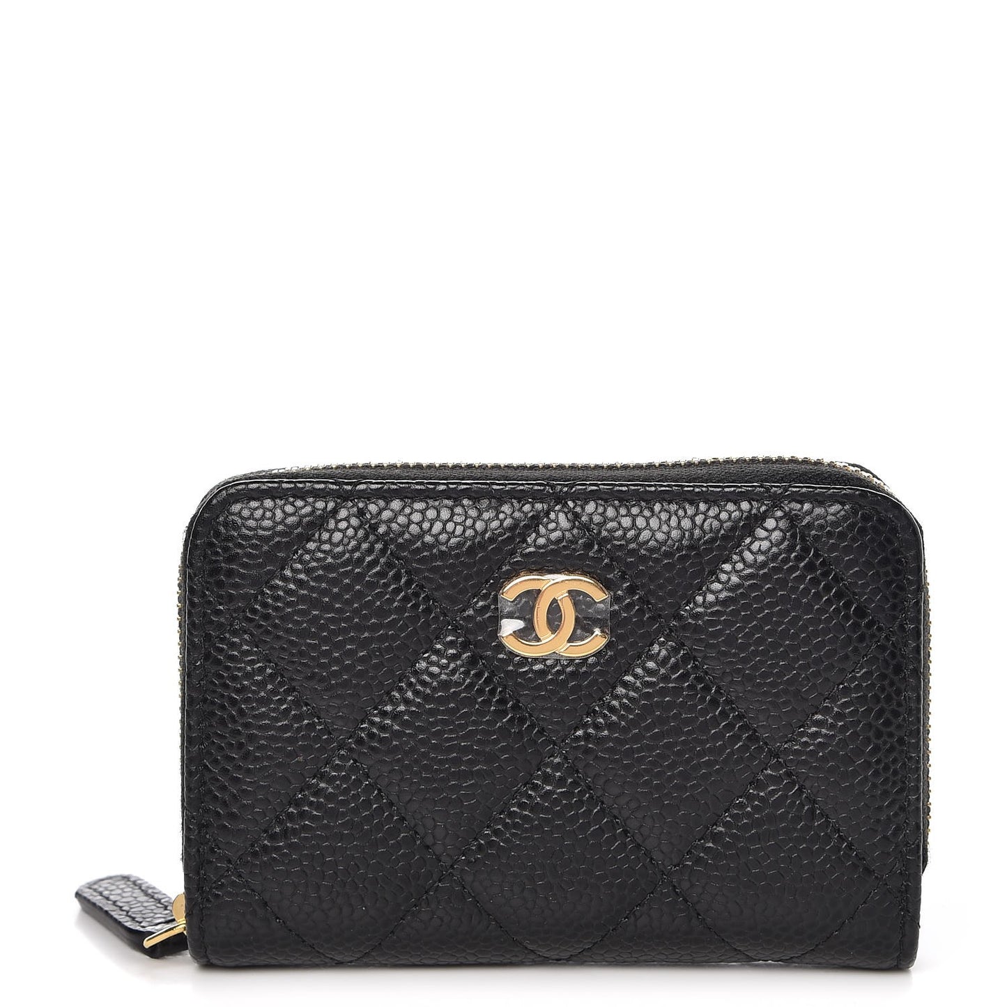 Caviar Quilted Zip Coin Purse Black