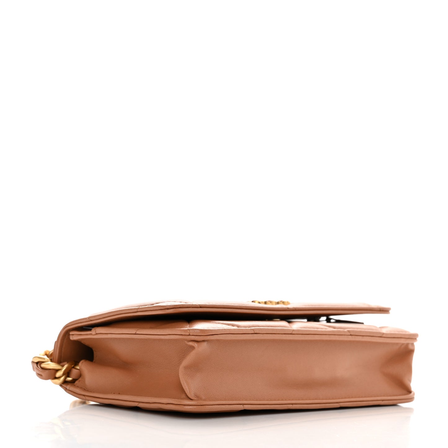 Lambskin Quilted Chanel 19 Wallet On Chain WOC Brown