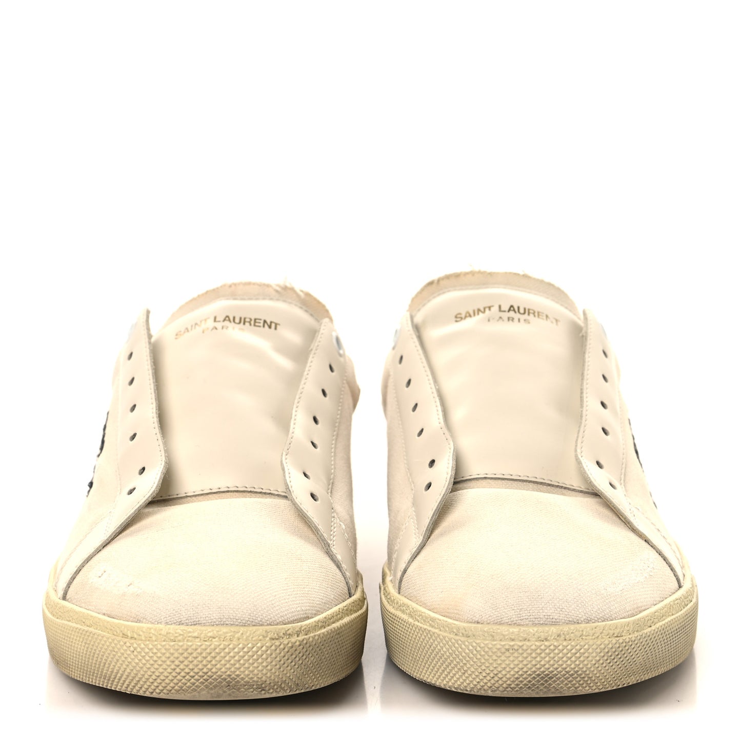 Distressed Canvas Court Classic Sneakers 42 Panna