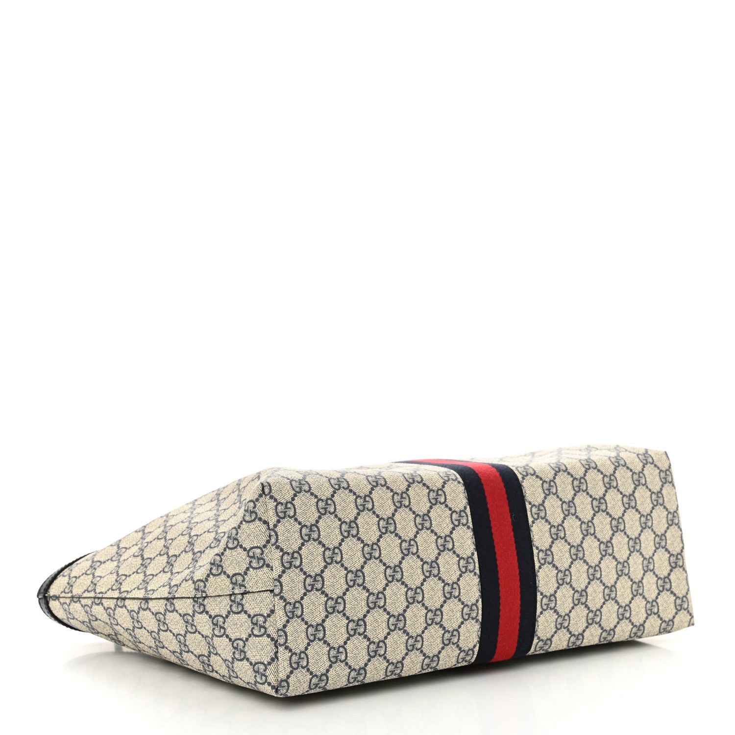 Gucci GG Supreme Monogram Textured Calfskin Web Medium Ophidia Shopping Tote Beige Blue 4 of 10
