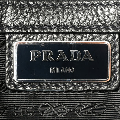 Prada Vitello Daino Zip Shoulder Bag Black 6 of 10