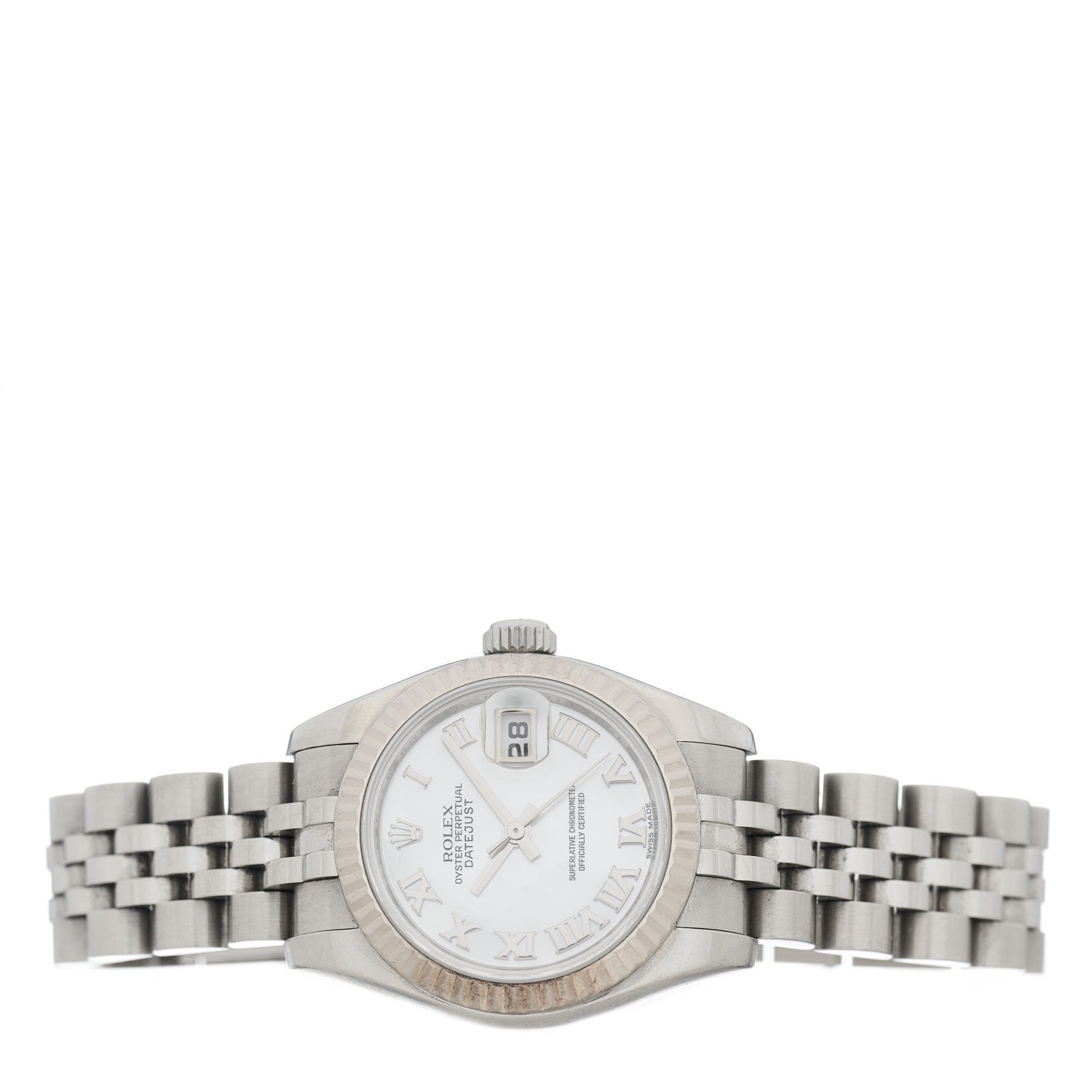 Rolex Stainless Steel 18K White Gold Mother of Pearl 26mm Oyster Perpetual Datejust Watch Roman 179174 2 of 5