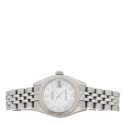 Rolex Stainless Steel 18K White Gold Mother of Pearl 26mm Oyster Perpetual Datejust Watch Roman 179174 2 of 5