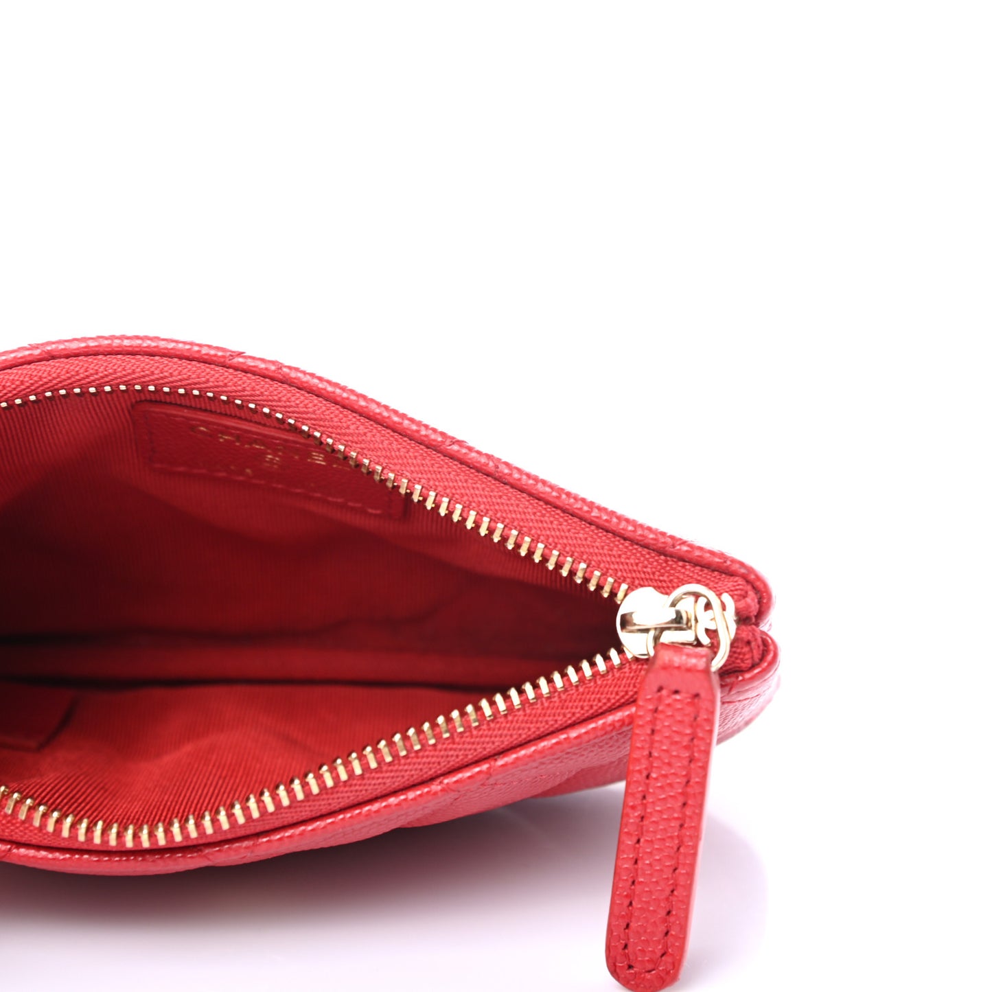 Caviar Quilted Small Cosmetic Case Red