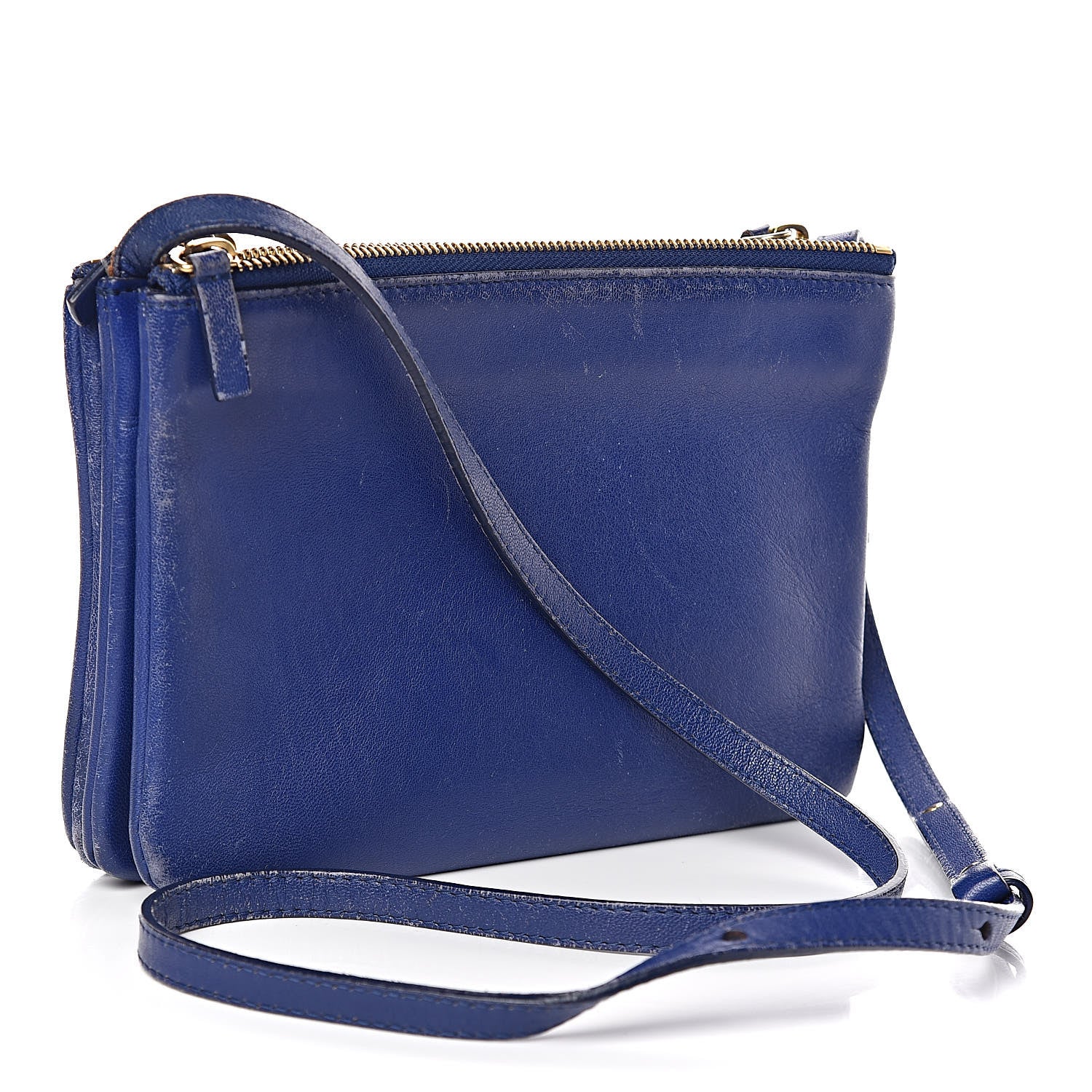 Celine Lambskin Small Trio Crossbody Bag Violet Blue 3 of 15