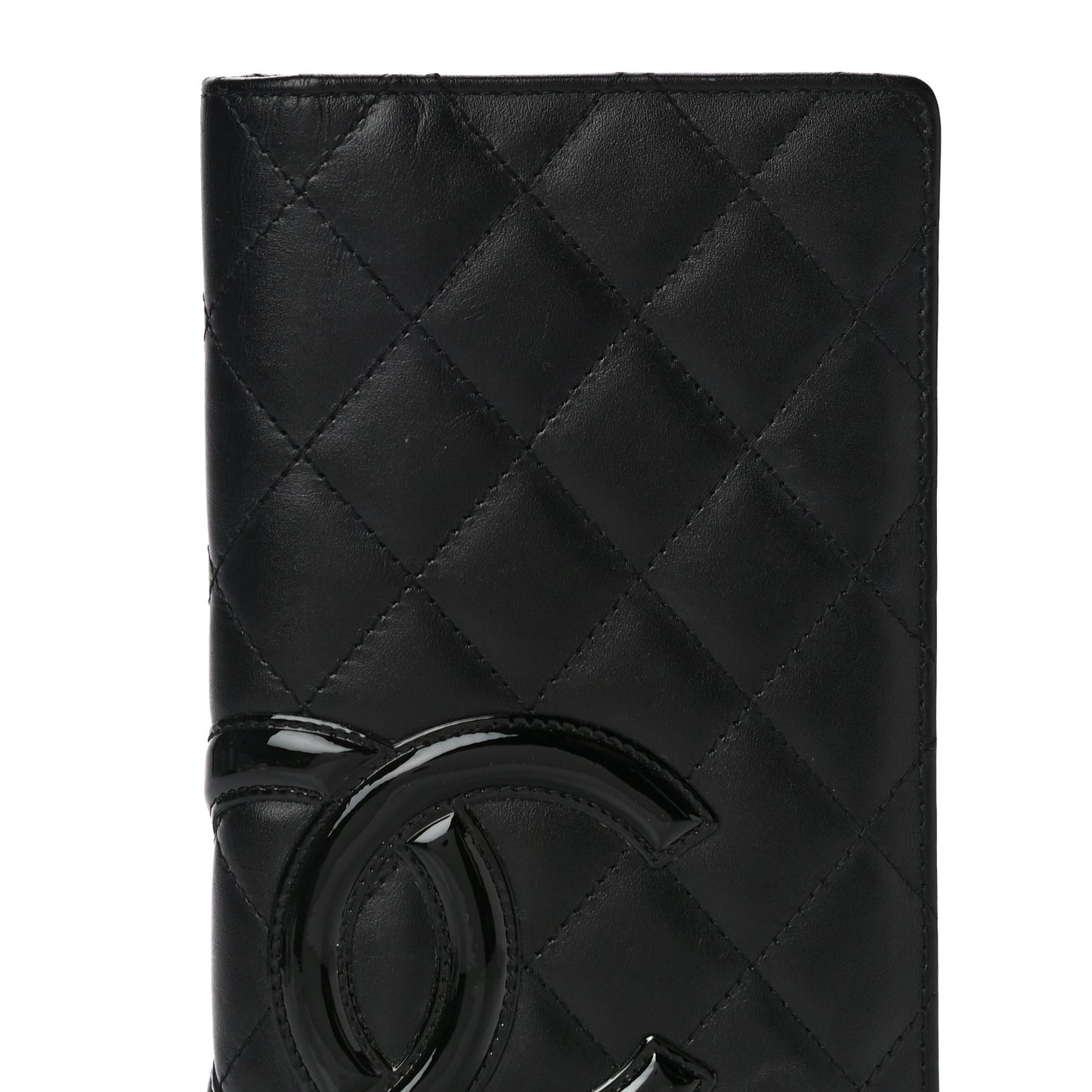 Calfskin Quilted Cambon Yen Wallet Black