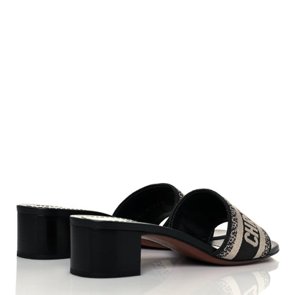Christian Dior Cotton Embroidered Dway 40mm Slide Sandals 37 Deep Blue 4 of 8