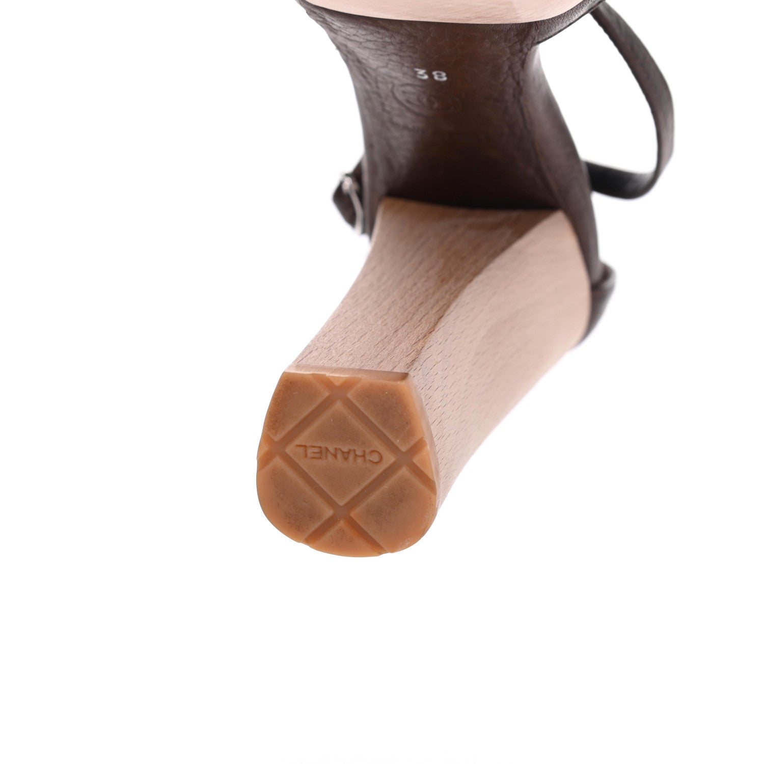 Chanel Calfskin Wooden CC Sandals 38 Dark Brown 14 of 17