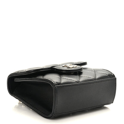 Chanel Lambskin Quilted Top Handle Flap Clutch With Chain Black 4 of 9