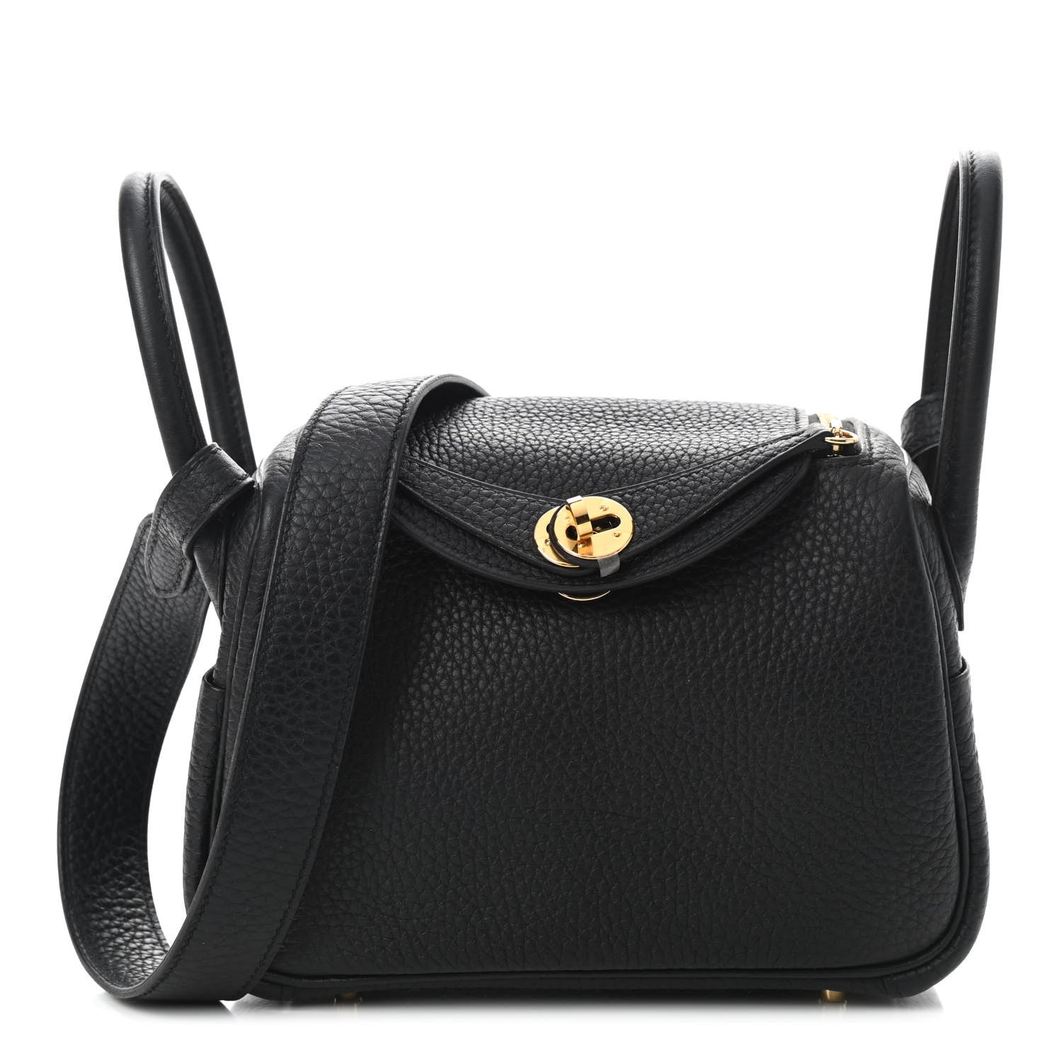 Hermes Taurillon Clemence Mini Lindy 20 Black 1 of 9
