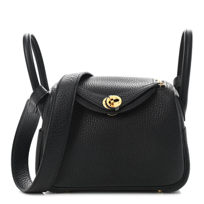 Hermes Taurillon Clemence Mini Lindy 20 Black 1 of 9