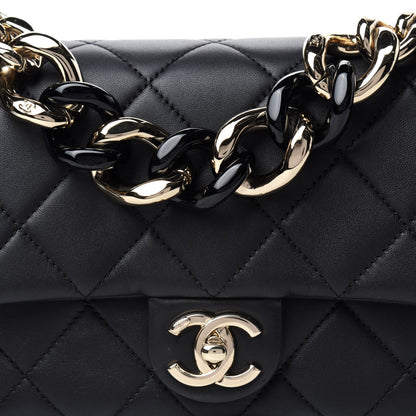 Chanel Lambskin Quilted Resin Bi-Color Chain Flap Bag Black 10 of 11