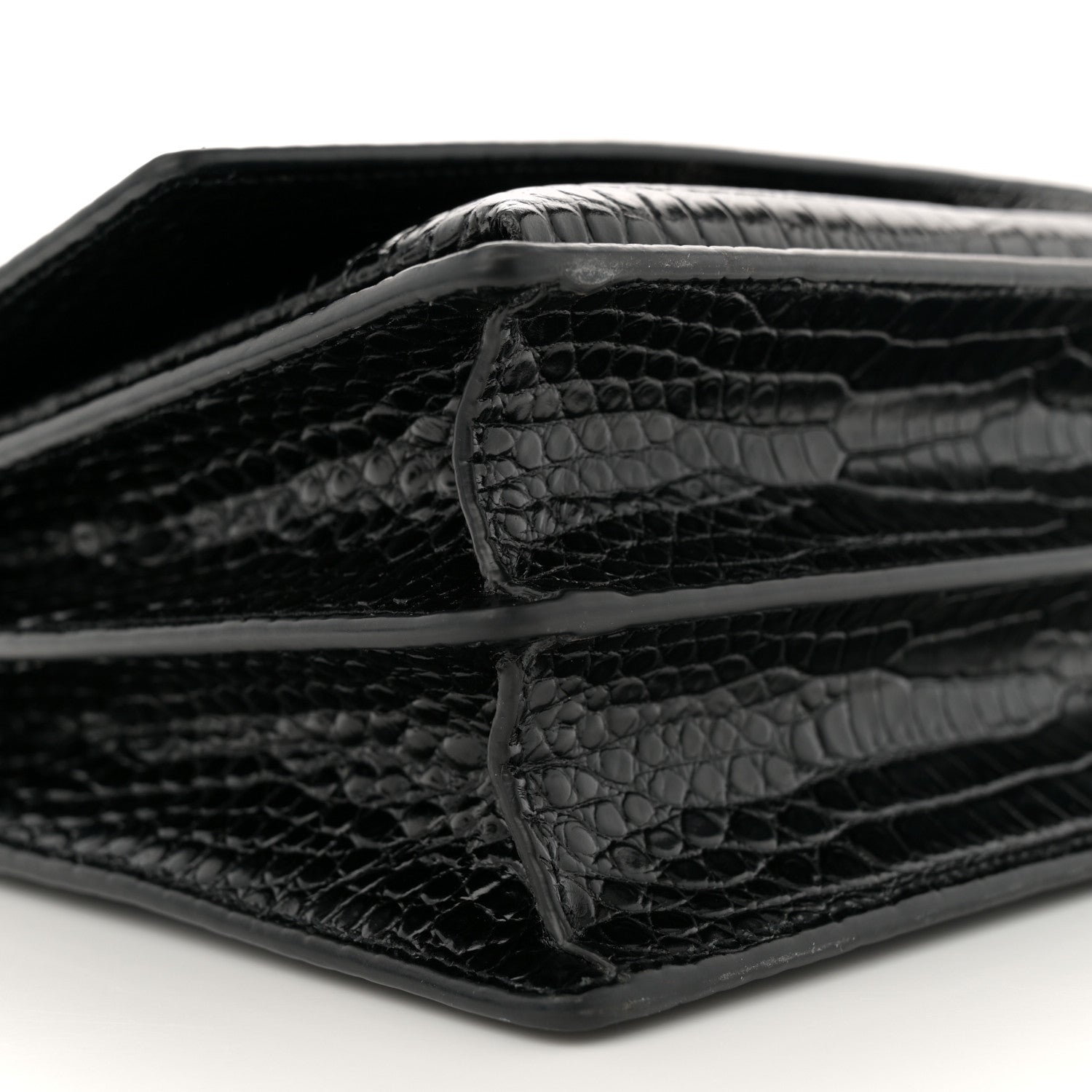 Saint Laurent Calfskin Crocodile Embossed Medium Monogram Sunset Black 10 of 12