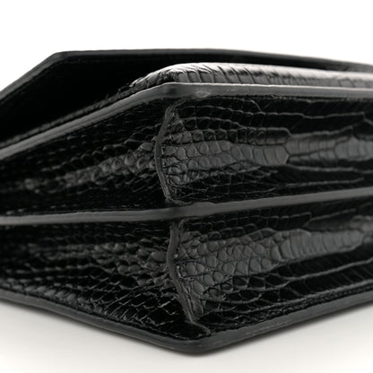 Saint Laurent Calfskin Crocodile Embossed Medium Monogram Sunset Black 10 of 12