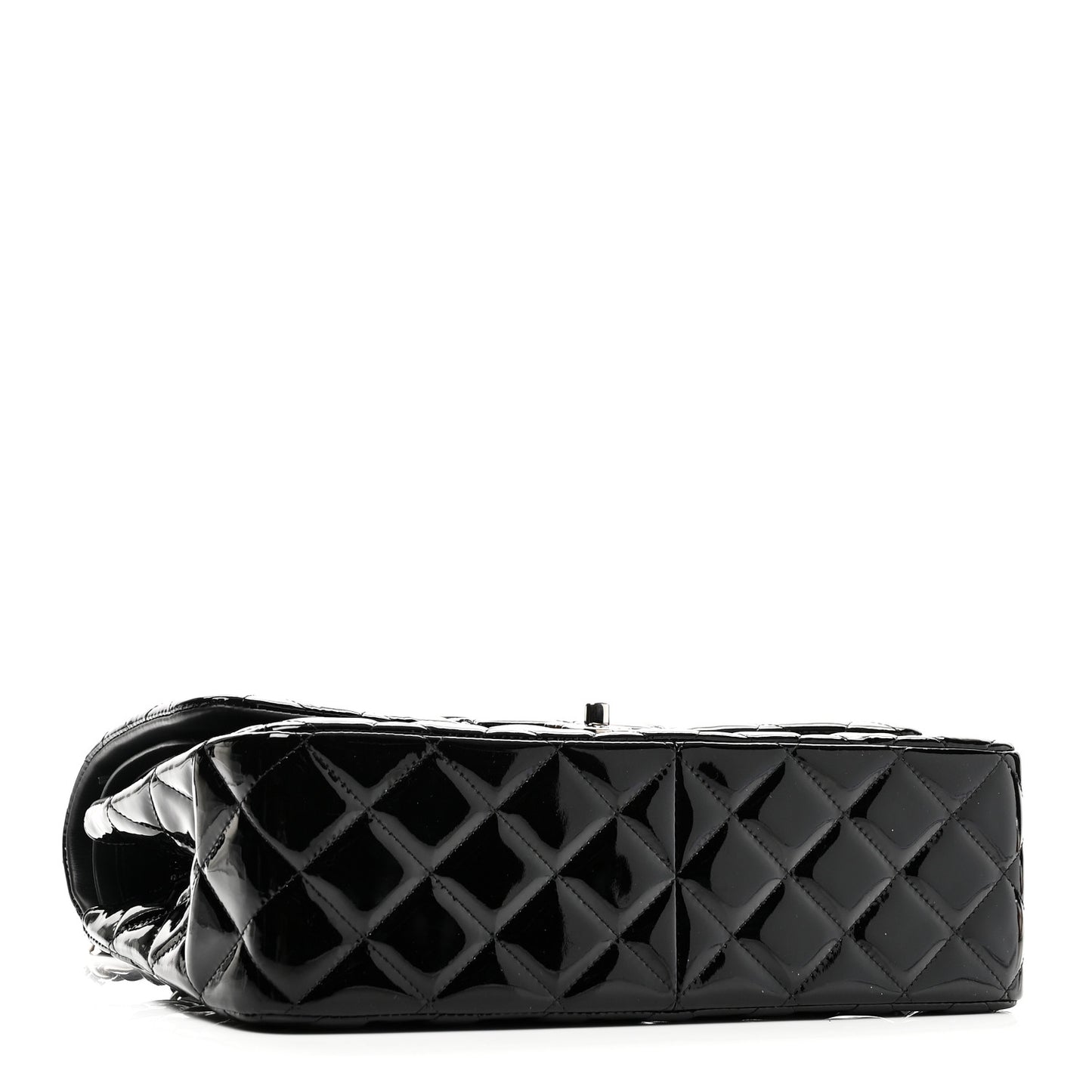 Patent Quilted Jumbo Double Flap Black