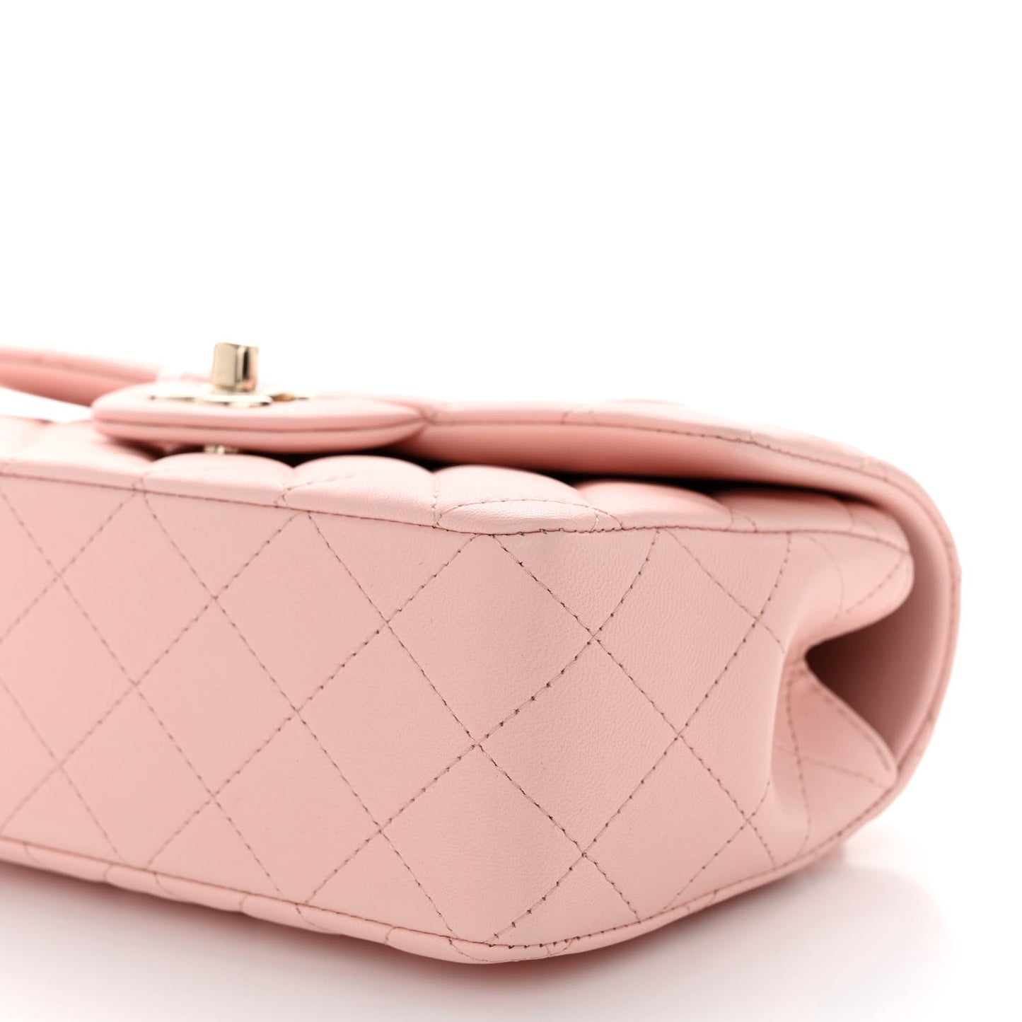 Lambskin Quilted Mini Top Handle Rectangular Flap Light Pink