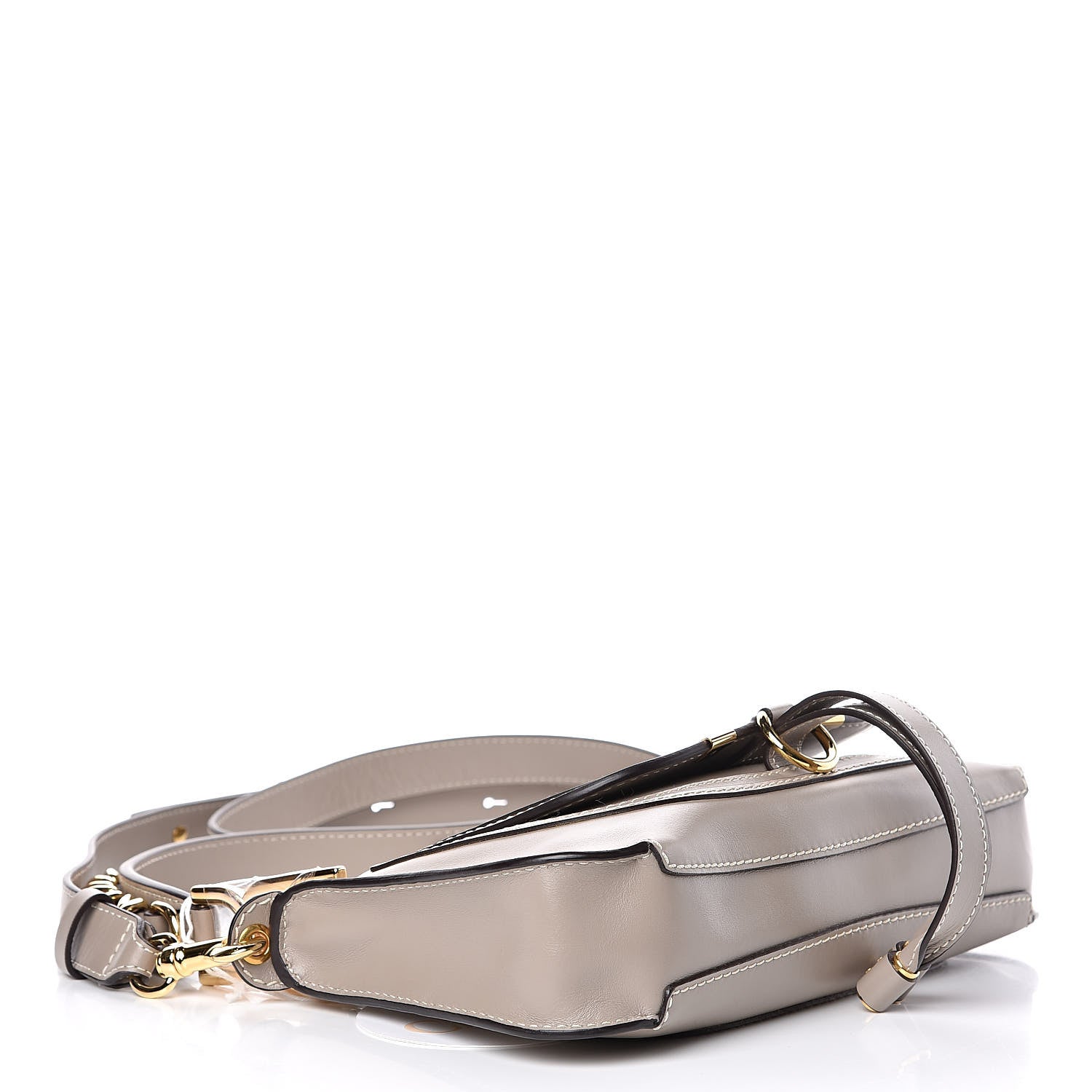 Chloe Shiny Calfskin Small Marcie Saddle Shoulder Bag Motty Grey 4 of 9
