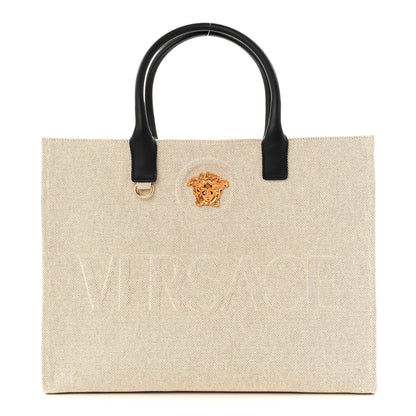 Versace Canvas Calfskin Large La Medusa Tote Bag Beige 1 of 11