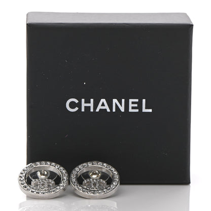 Chanel Crystal CC Round Earrings Silver 5 of 5