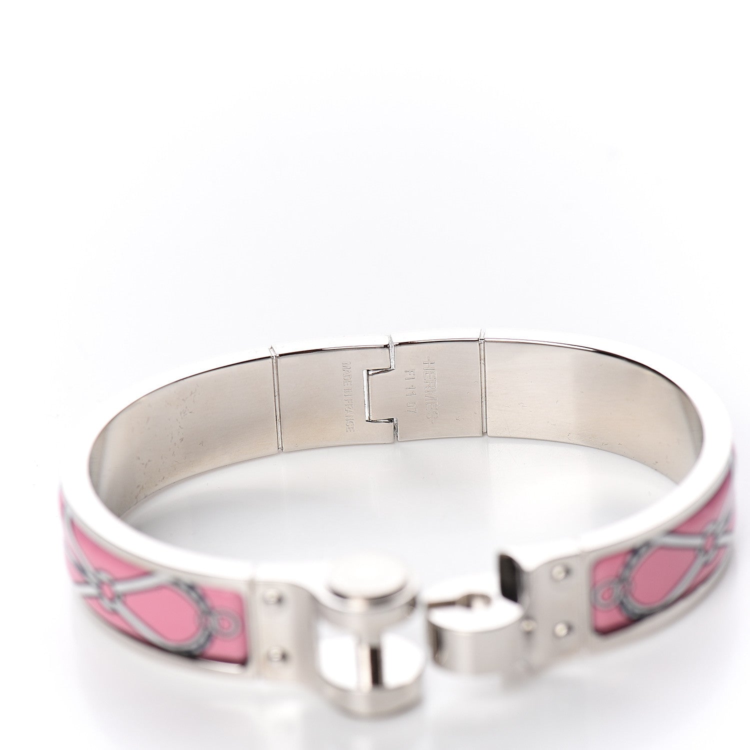 Hermes Enamel Printed Narrow Charniere Cuirs Marins Hinged Bracelet S Quadrichromie 4 of 5