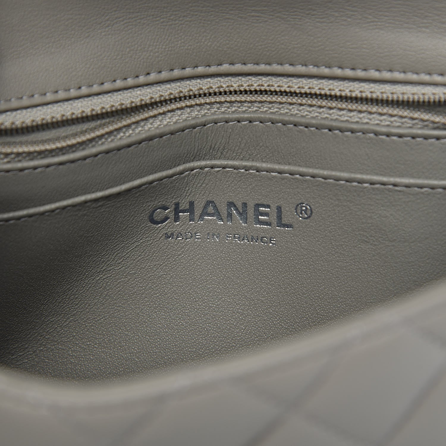Chanel Lambskin Quilted Mini Square Flap Light Grey 6 of 11