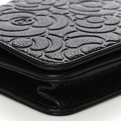 Chanel Caviar Camellia Embossed Wallet On Chain WOC Black 17 of 23