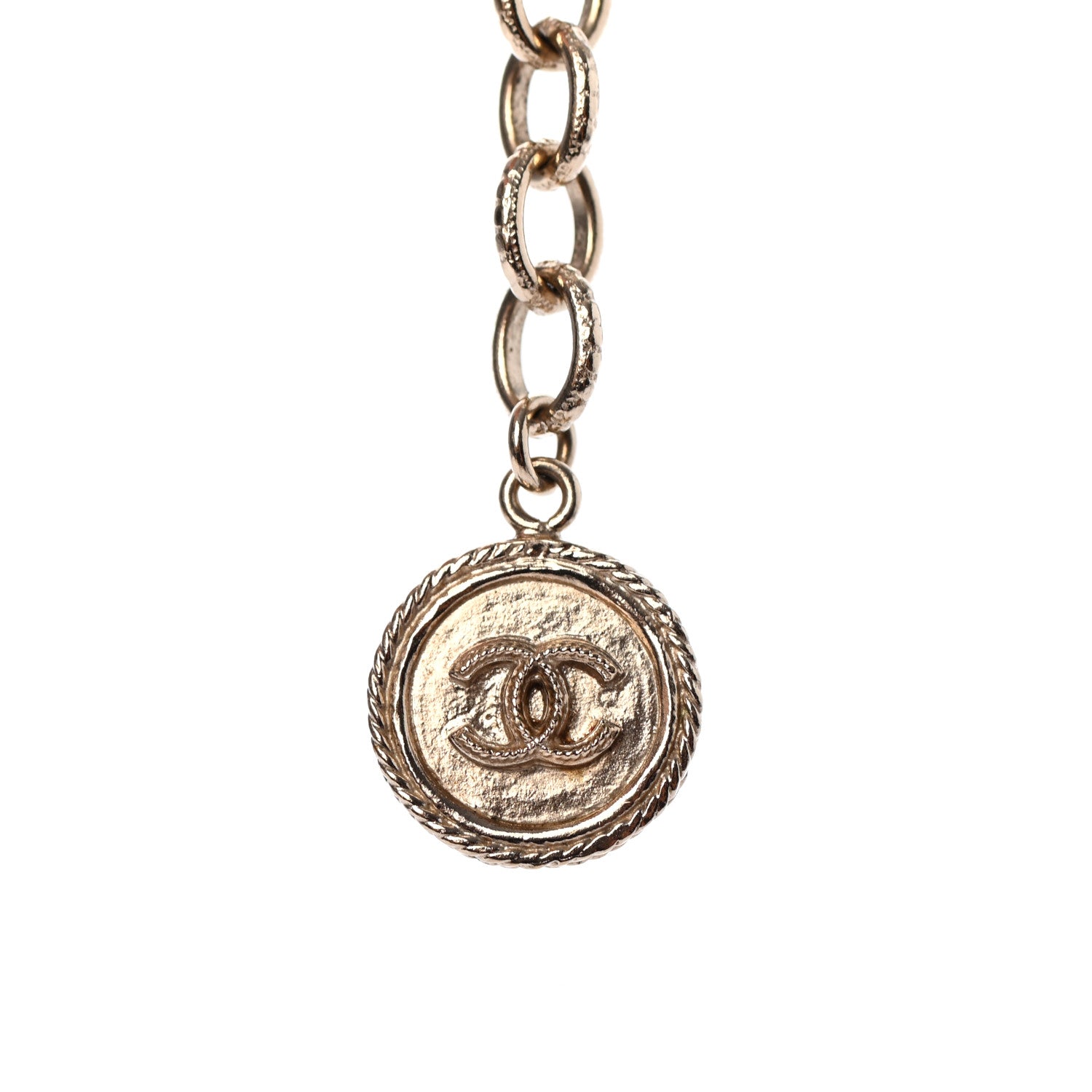 Chanel Metal Lambskin CC Chain Link Necklace Gold Yellow 4 of 5