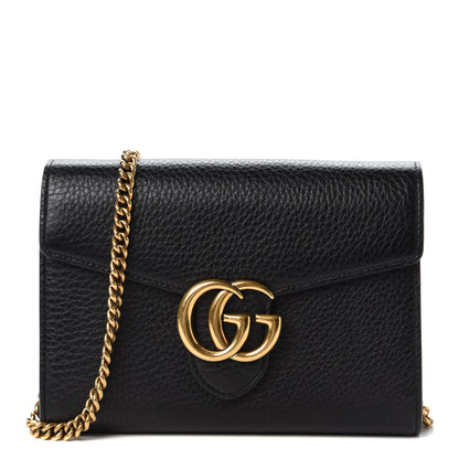 Gucci Calfskin GG Marmont Chain Wallet Black 1 of 10