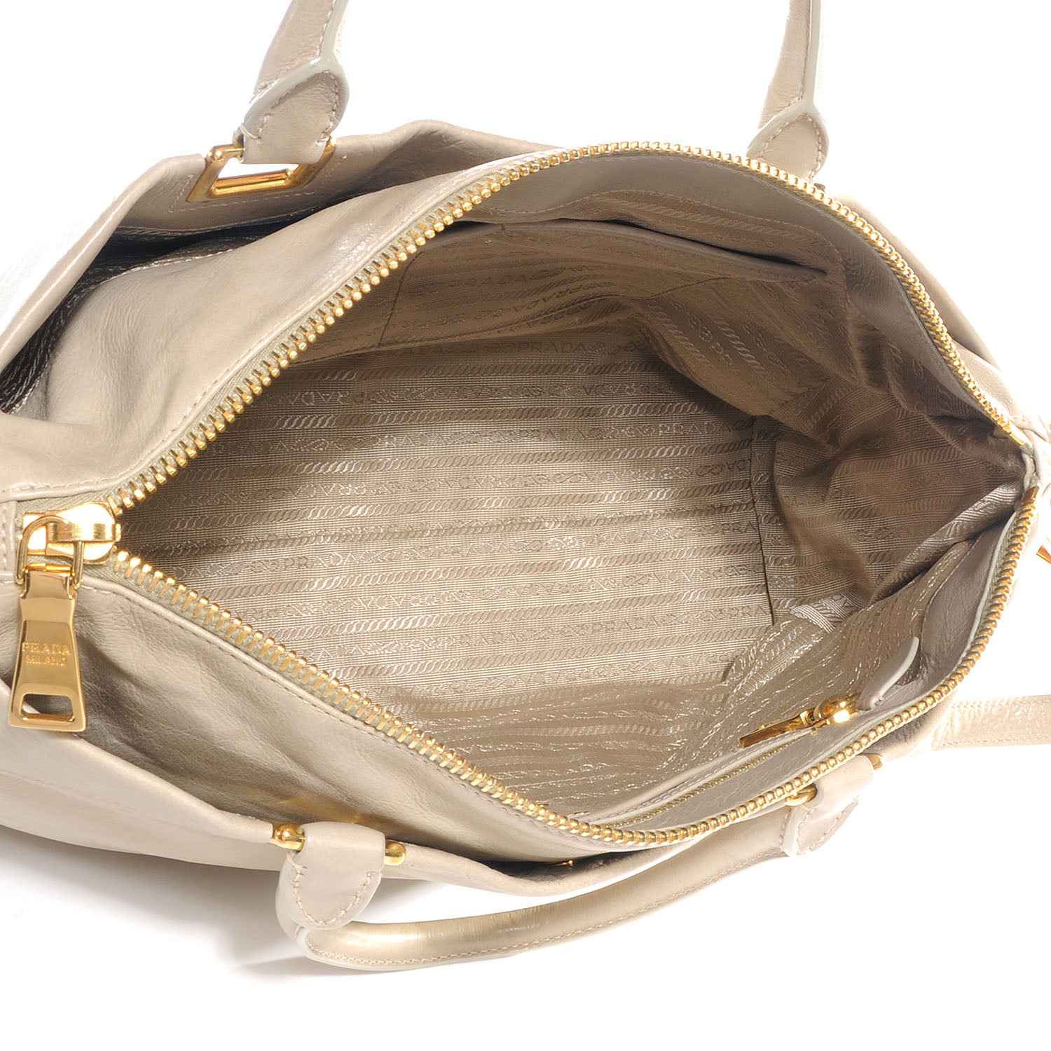 Prada Glace Calf Extra Wide Tote Stone 5 of 10