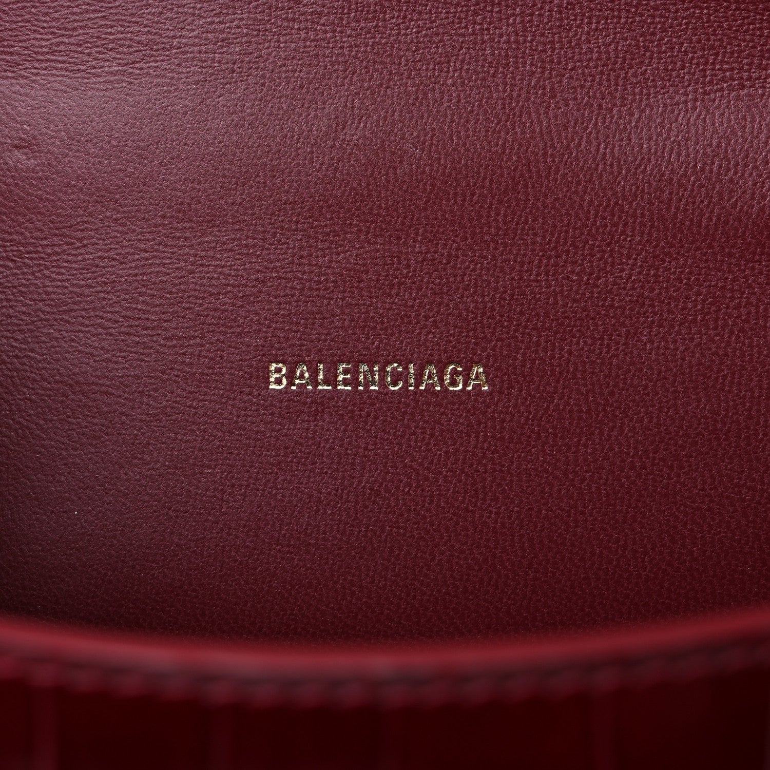 Balenciaga Shiny Calfskin Crocodile Embossed Hourglass Top Handle Bag XS Dark Red 5 of 8