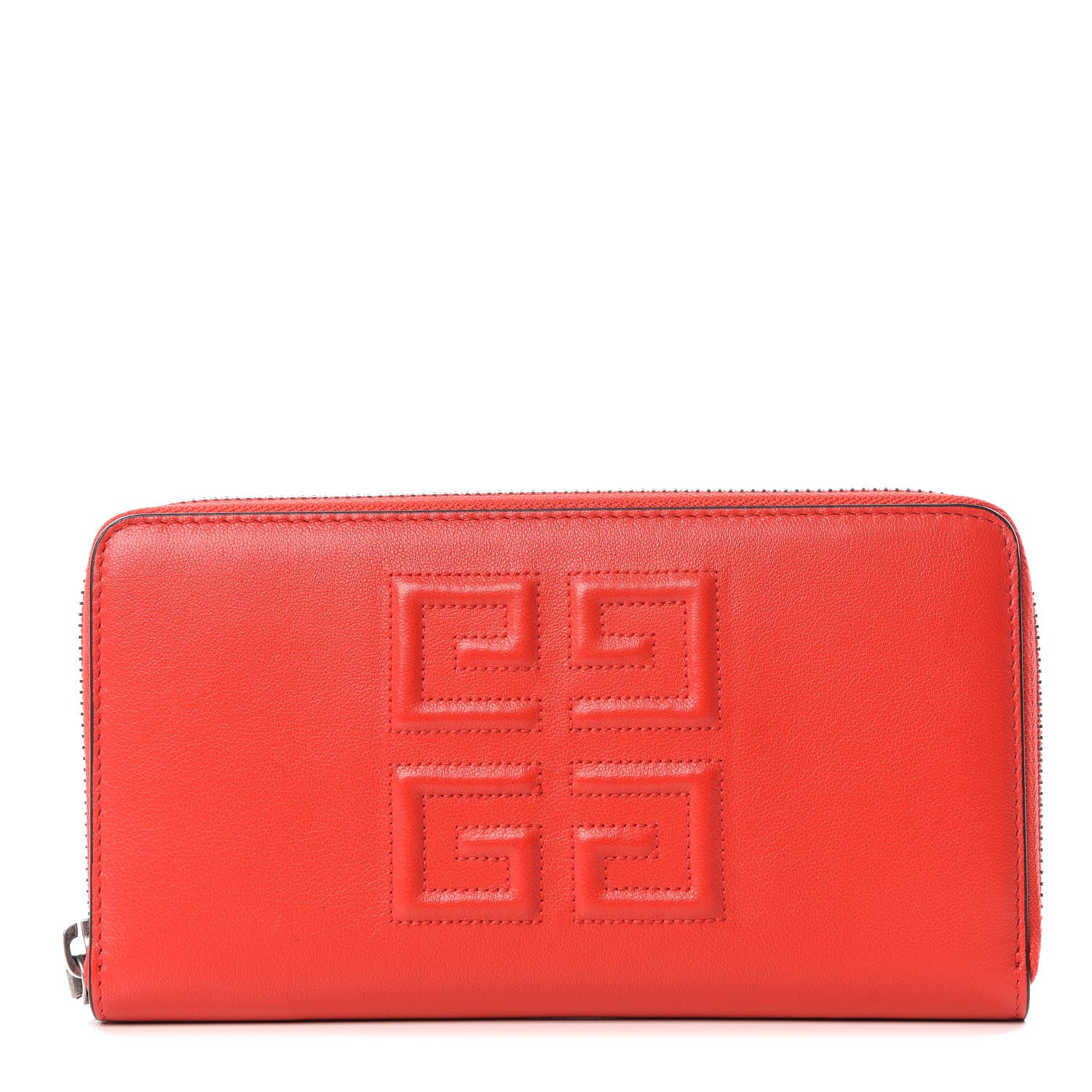 Givenchy Lambskin Logo Zip Around Wallet Red 1 of 8