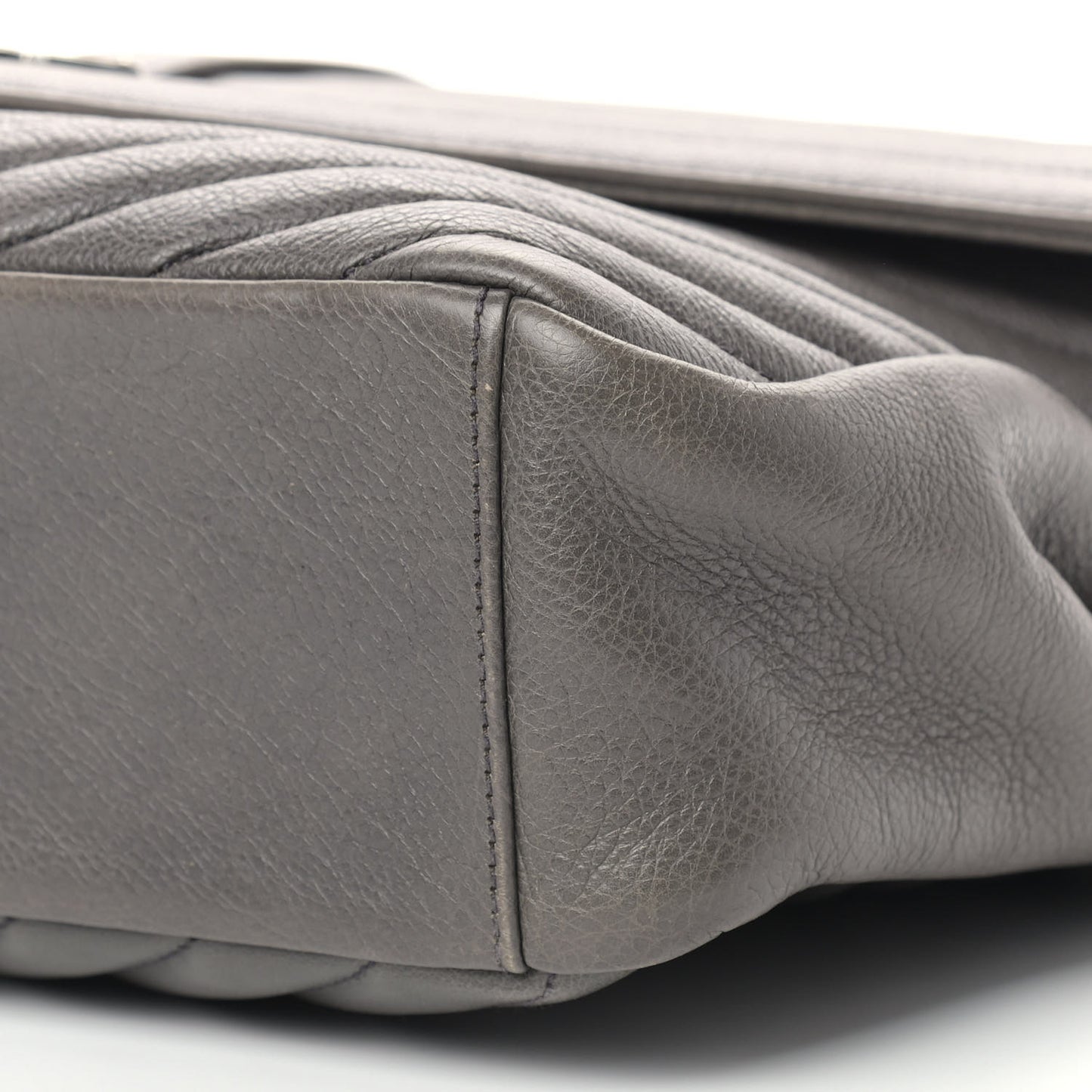 Sheepskin Matelasse Chevron Monogram Large College Satchel Dark Anthracite