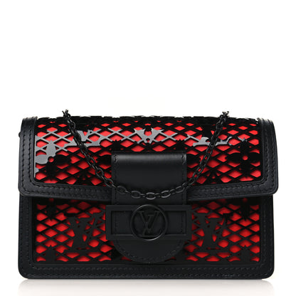 Louis Vuitton Patent Calfskin Laced Monogram Dauphine Chain Wallet Black 1 of 8