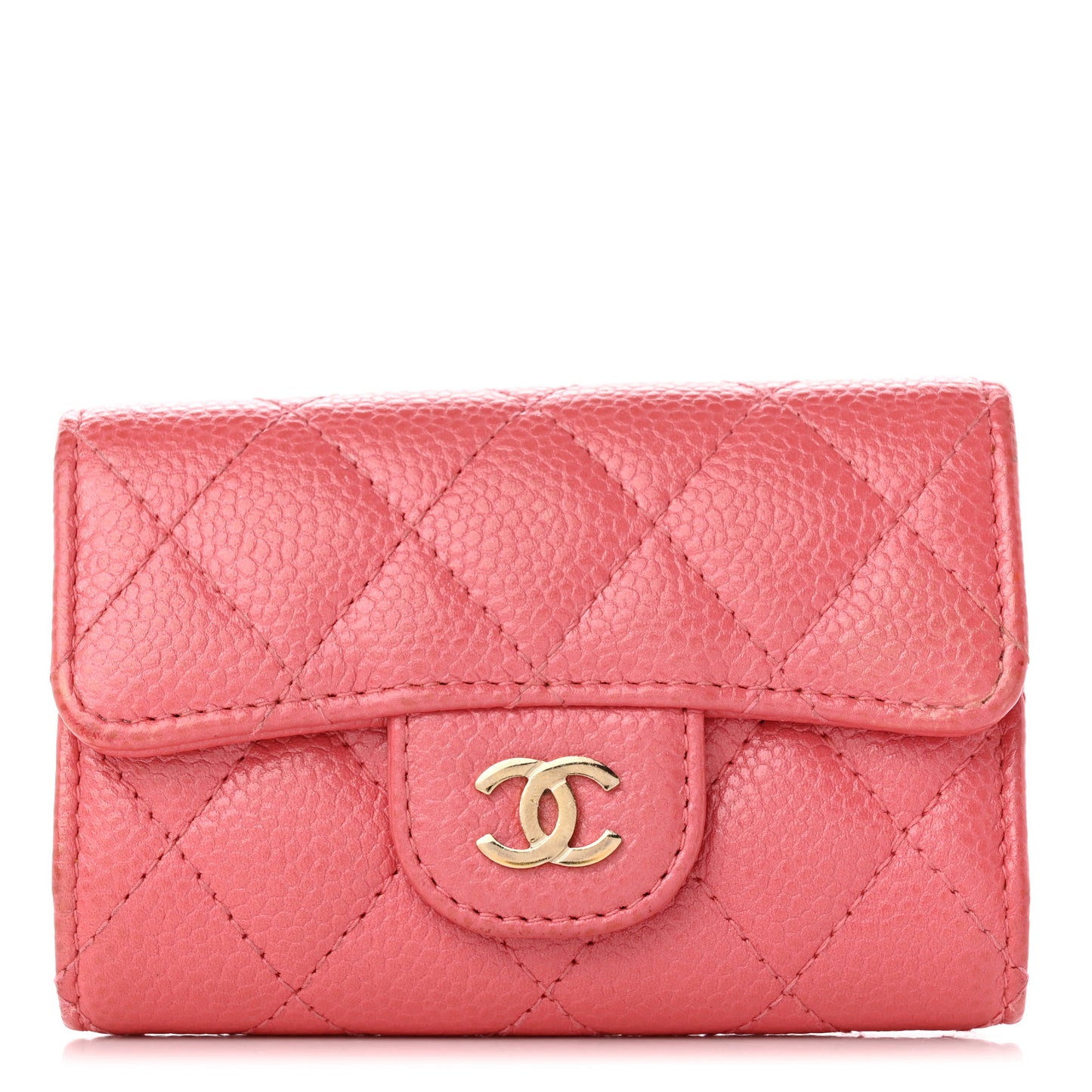 Caviar Quilted Classic 4 Key Holder Wallet Dark Pink