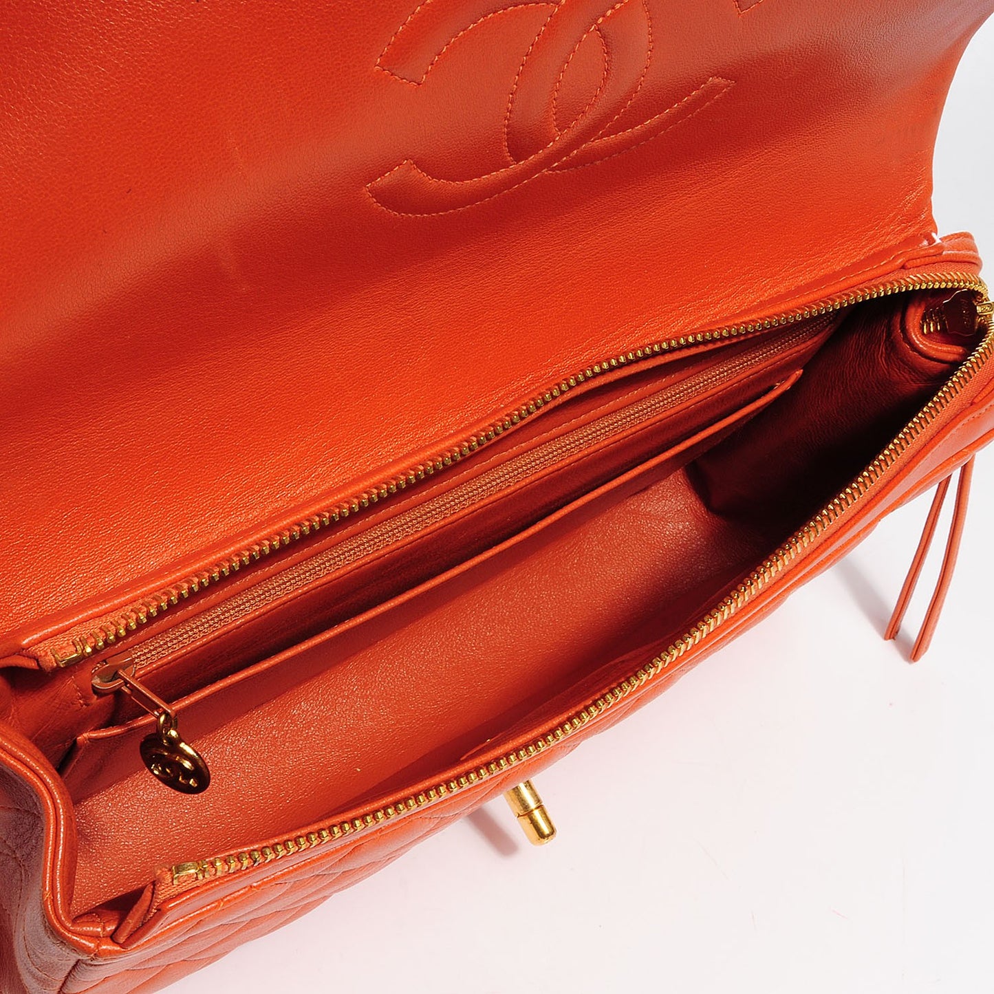 Lambskin Quilted Backpack Orange