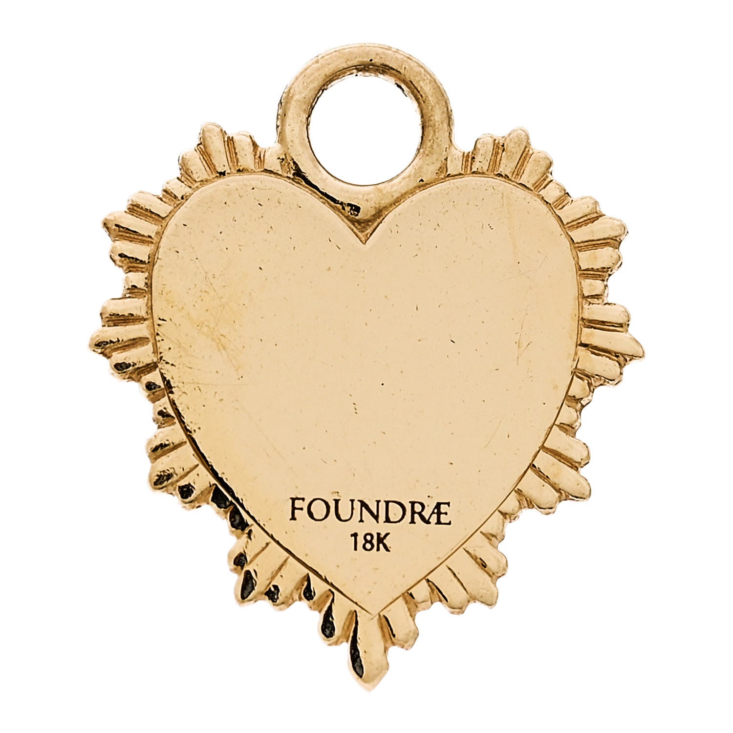 Foundrae 18K Yellow Gold Diamond Miniature Heart Medallion Pendant 3 of 4