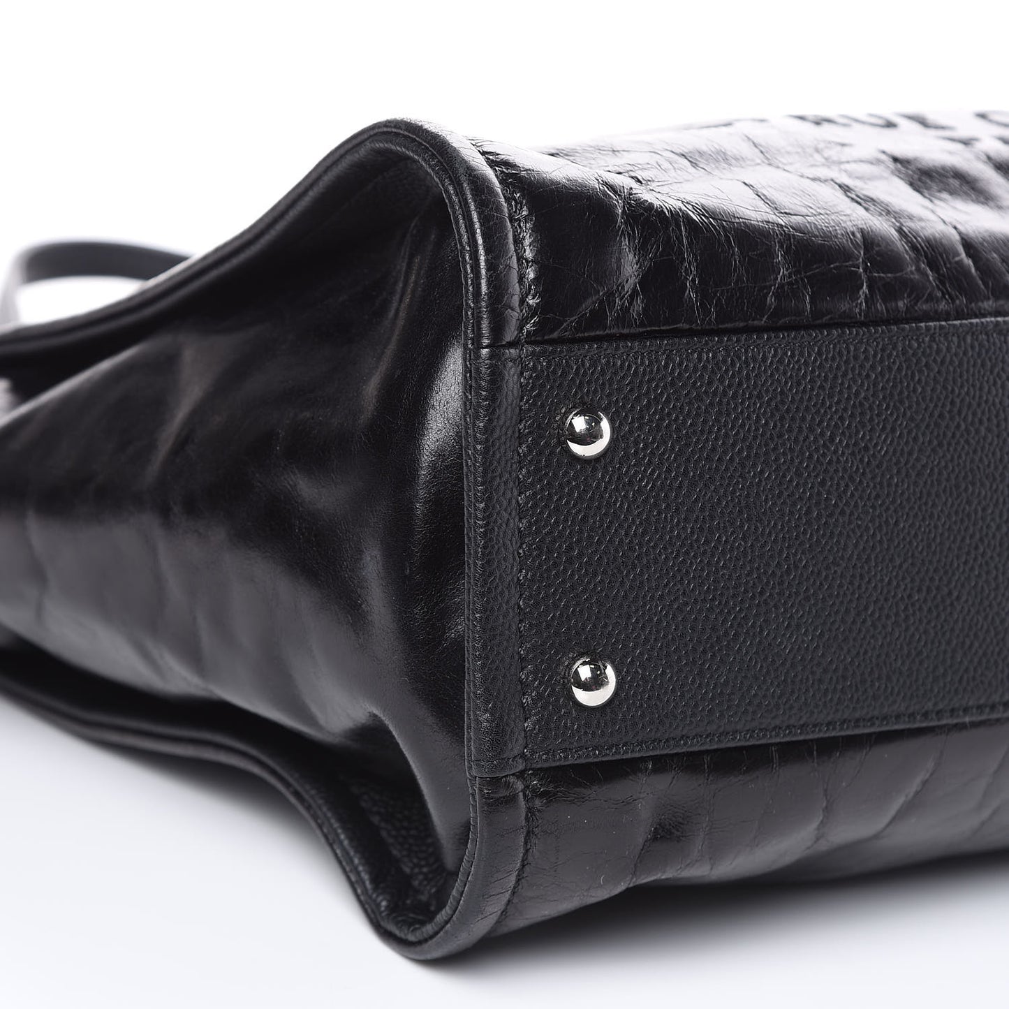 Glazed Calfskin Small Deauville Tote Black