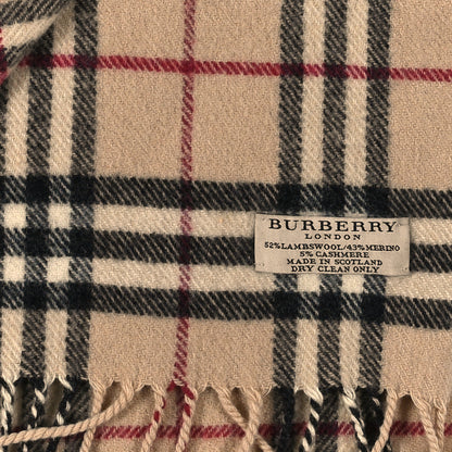Burberry Wool Cashmere House Check Fringe Scarf Camel 4 of 4