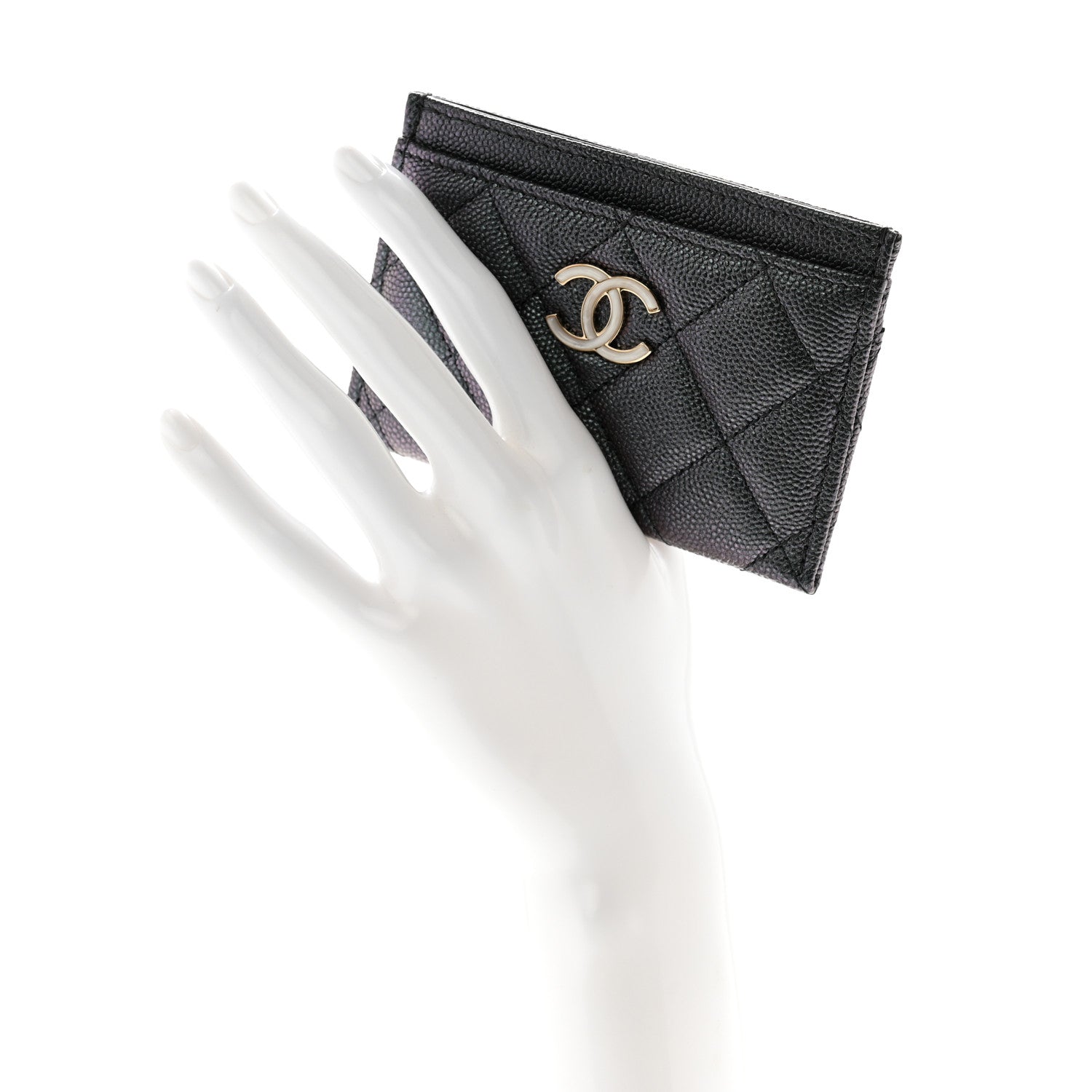 Chanel Iridescent Caviar Quilted Card Holder Black 2 of 8