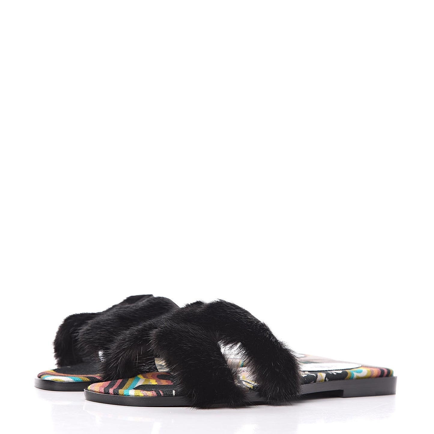 Mink Fur Oran Sandals 36 Black