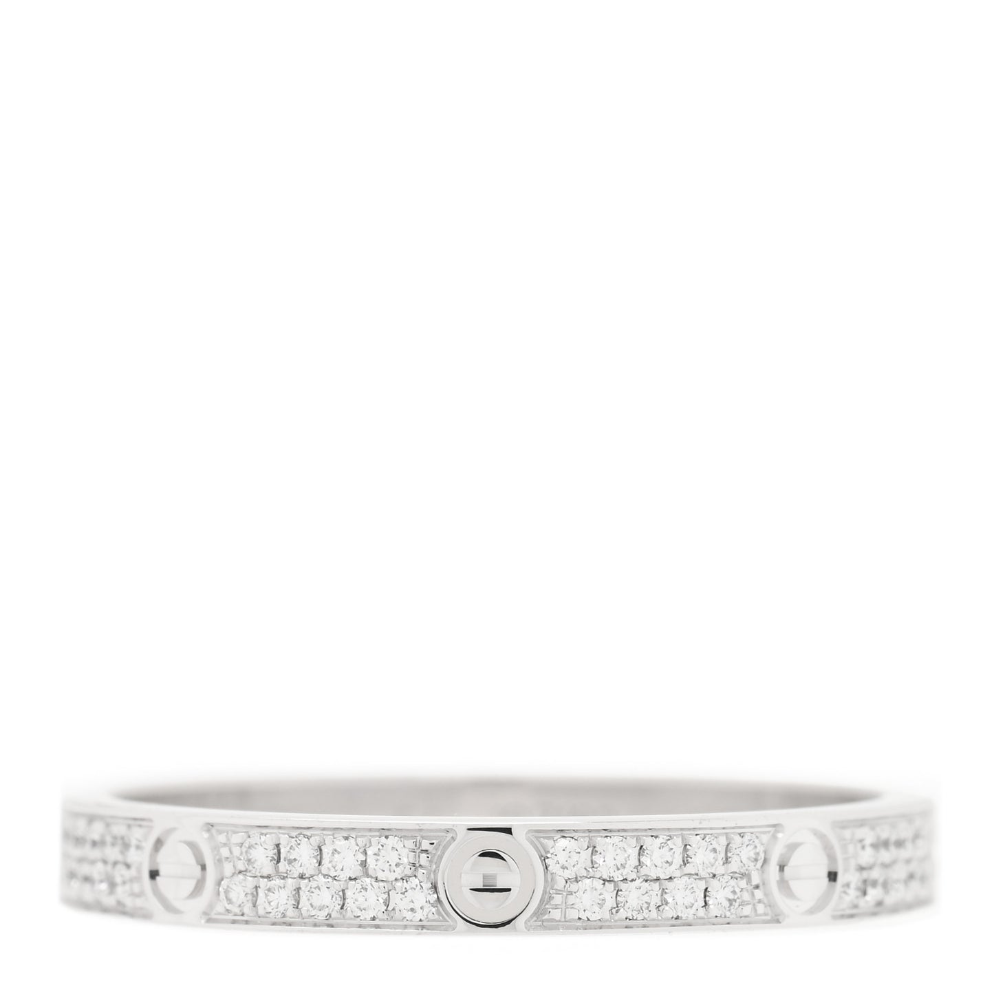 18K White Gold Diamond 2.6mm LOVE Paved Band Ring 54 7