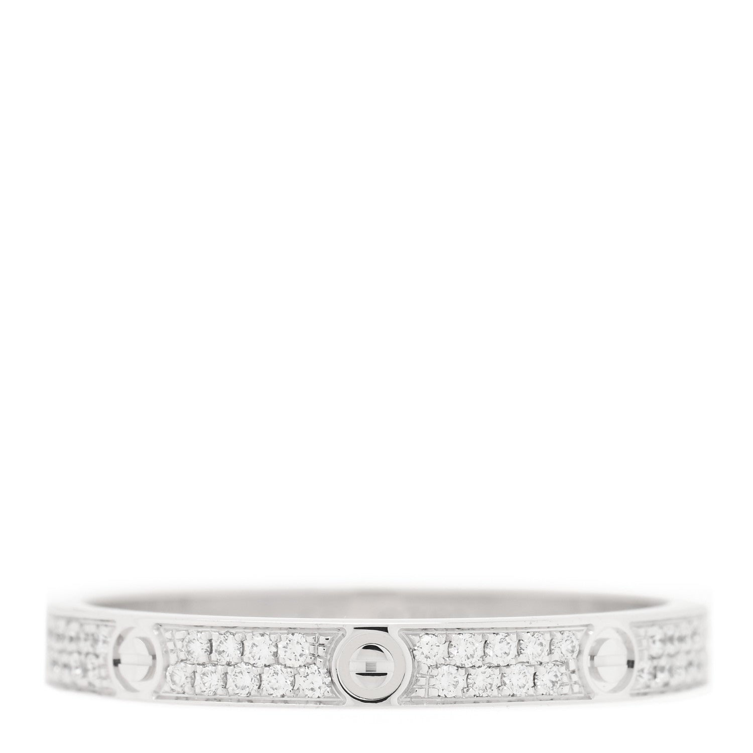 Cartier 18K White Gold Diamond 2.6mm LOVE Paved Band Ring 54 7 1 of 5