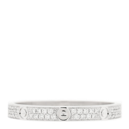 Cartier 18K White Gold Diamond 2.6mm LOVE Paved Band Ring 54 7 1 of 5