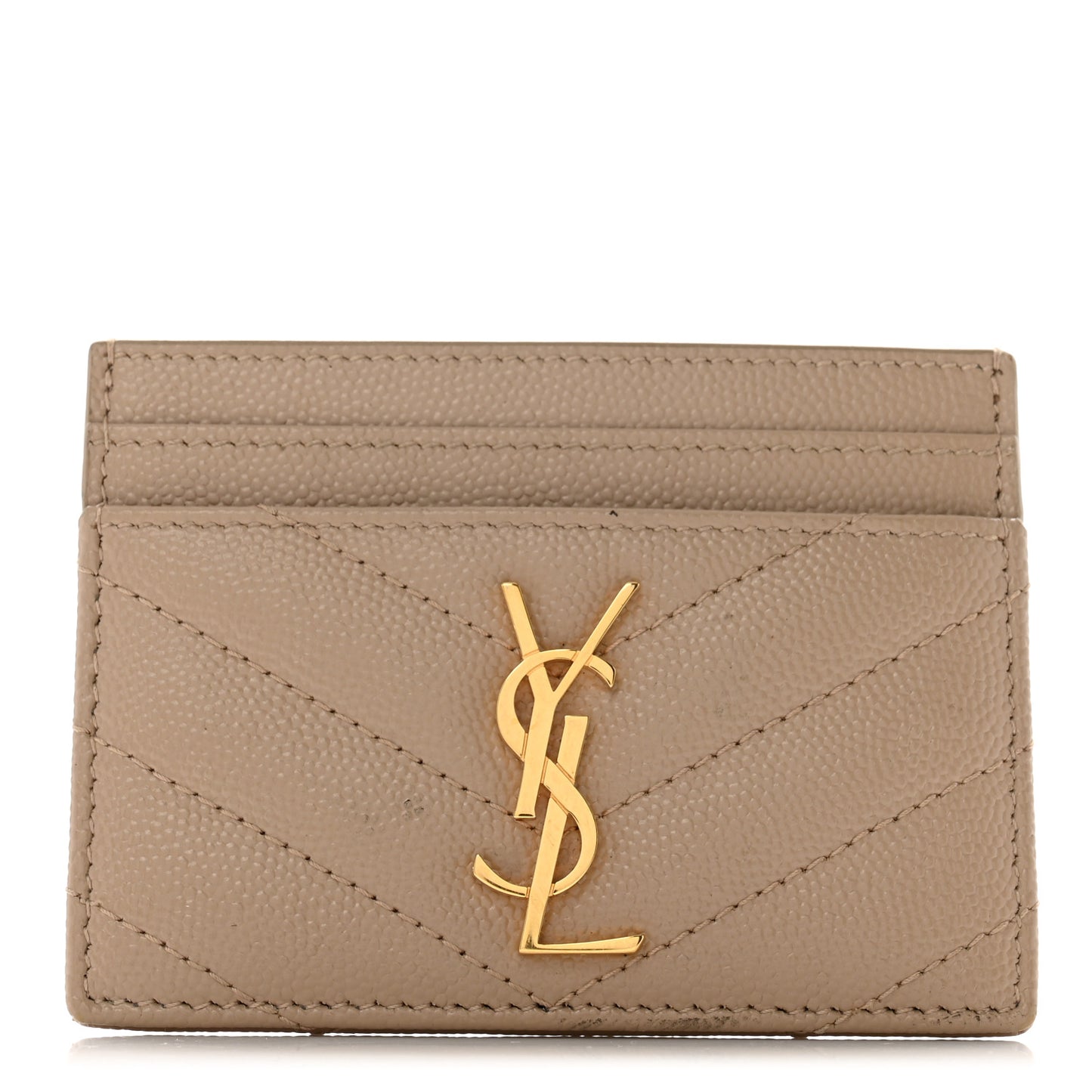 Grain De Poudre Matelasse Chevron Monogram Credit Card Case Nude Powder