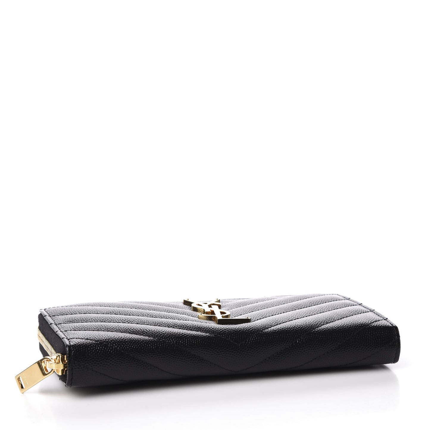 Grain De Poudre Matelasse Chevron Monogram Zip Around Wallet Black